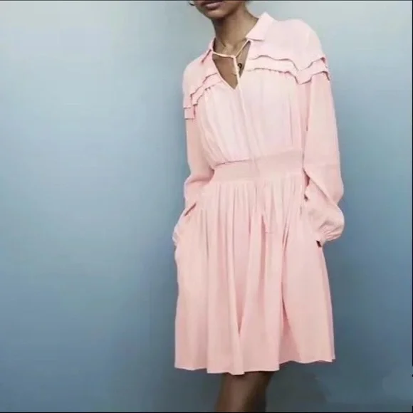 maje pink shirt dress Maje Roane Organza Shirt Dress In Pink